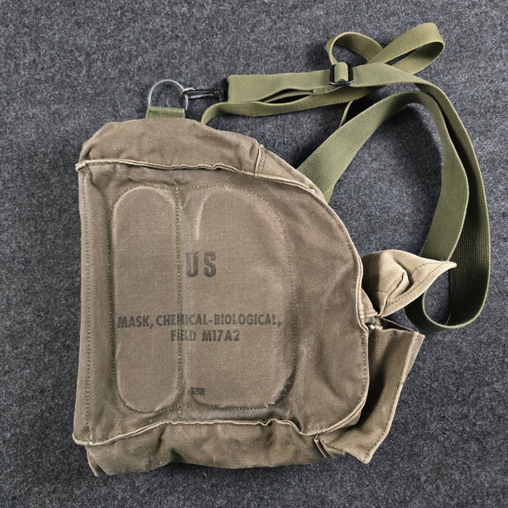 Vietnam US Army/USMC M17 Series (M17A1 M17A2) Canvas Gas Mask Carry Bag w/Straps